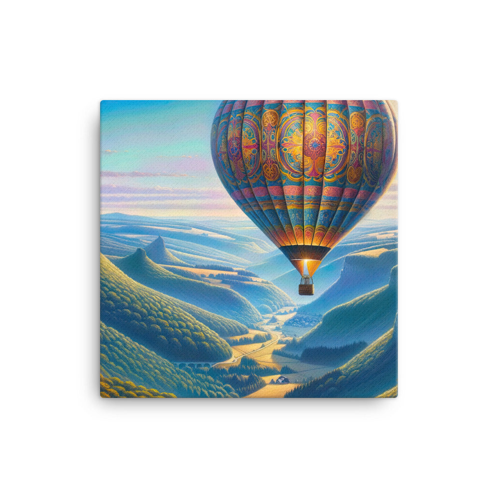 Ölgemälde einer ruhigen Szene mit verziertem Heißluftballon - Leinwand berge xxx yyy zzz 40.6 x 40.6 cm