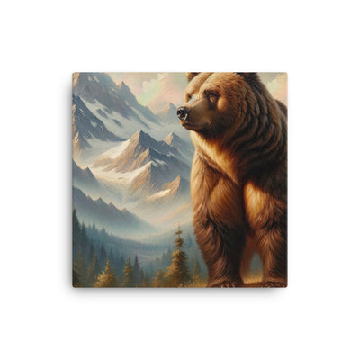 Ölgemälde eines königlichen Bären vor der majestätischen Alpenkulisse - Leinwand camping xxx yyy zzz 40.6 x 40.6 cm