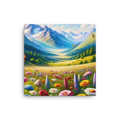 Ölgemälde einer ruhigen Almwiese, Oase mit bunter Wildblumenpracht - Leinwand camping xxx yyy zzz 40.6 x 40.6 cm