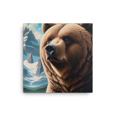 Realistisches Ölgemälde eines männlichen Bären in den Bergen mit Fokus auf Stärke und Schärfe - Leinwand camping xxx yyy zzz 40.6 x 40.6 cm