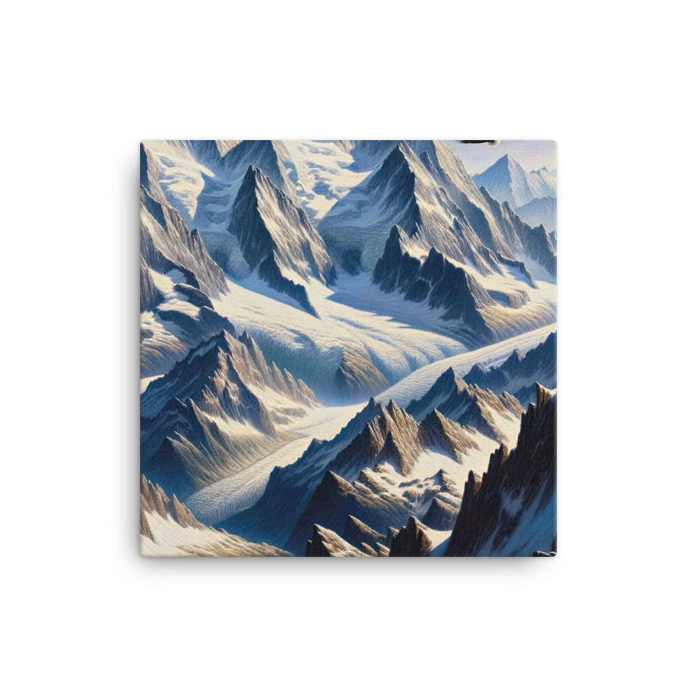 Ölgemälde der Alpen mit hervorgehobenen zerklüfteten Geländen im Licht und Schatten - Leinwand berge xxx yyy zzz 40.6 x 40.6 cm