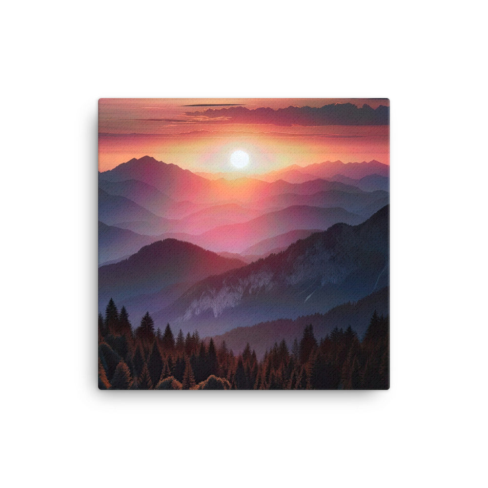 Foto der Alpenwildnis beim Sonnenuntergang, Himmel in warmen Orange-Tönen - Leinwand berge xxx yyy zzz 40.6 x 40.6 cm
