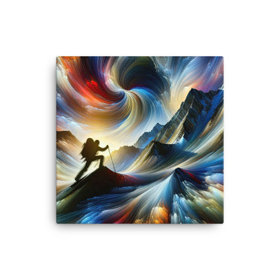 Foto der Alpen in abstrakten Farben mit Bergsteigersilhouette - Leinwand wandern xxx yyy zzz 40.6 x 40.6 cm