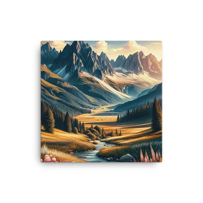 Quadratisches Kunstwerk der Alpen, majestätische Berge unter goldener Sonne - Leinwand berge xxx yyy zzz 40.6 x 40.6 cm