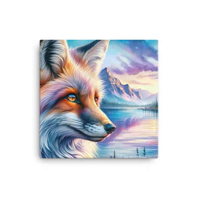 Aquarellporträt eines Fuchses im Dämmerlicht am Bergsee - Leinwand camping xxx yyy zzz 40.6 x 40.6 cm