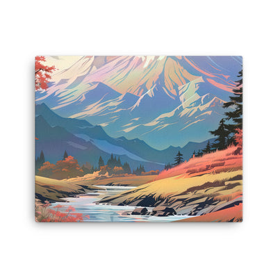 Berge. Fluss und Blumen - Malerei - Leinwand berge xxx 40.6 x 50.8 cm