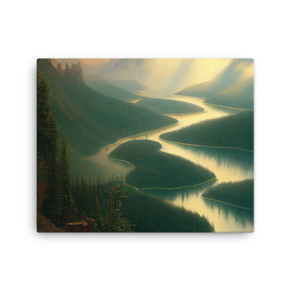 Landschaft mit Bergen, See und viel grüne Natur - Malerei - Leinwand berge xxx 40.6 x 50.8 cm