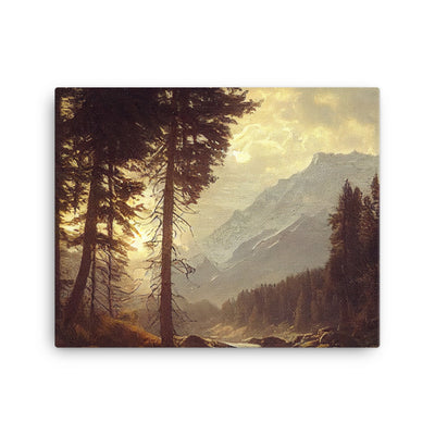 Landschaft mit Bergen, Fluss und Bäumen - Malerei - Leinwand berge xxx 40.6 x 50.8 cm