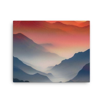 Sonnteruntergang, Gebirge und Nebel - Landschaftsmalerei - Leinwand berge xxx 40.6 x 50.8 cm