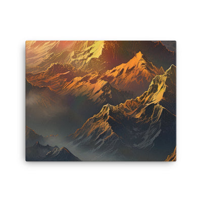Wunderschöne Himalaya Gebirge im Nebel und Sonnenuntergang - Malerei - Leinwand berge xxx 40.6 x 50.8 cm