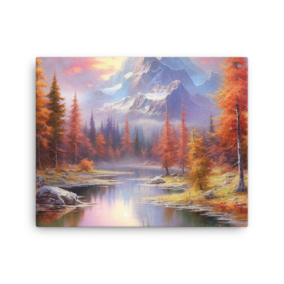 Landschaftsmalerei - Berge, Bäume, Bergsee und Herbstfarben - Leinwand berge xxx 40.6 x 50.8 cm
