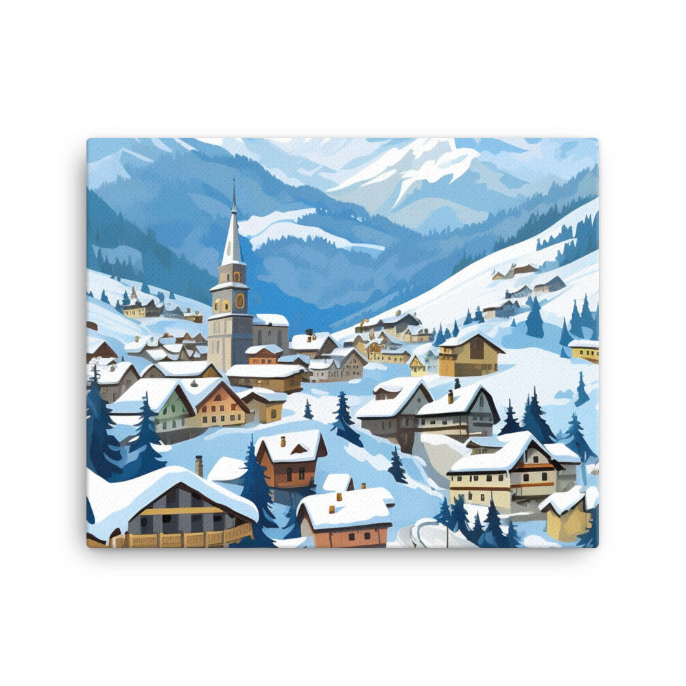 Kitzbühl - Berge und Schnee - Landschaftsmalerei - Leinwand ski xxx 40.6 x 50.8 cm