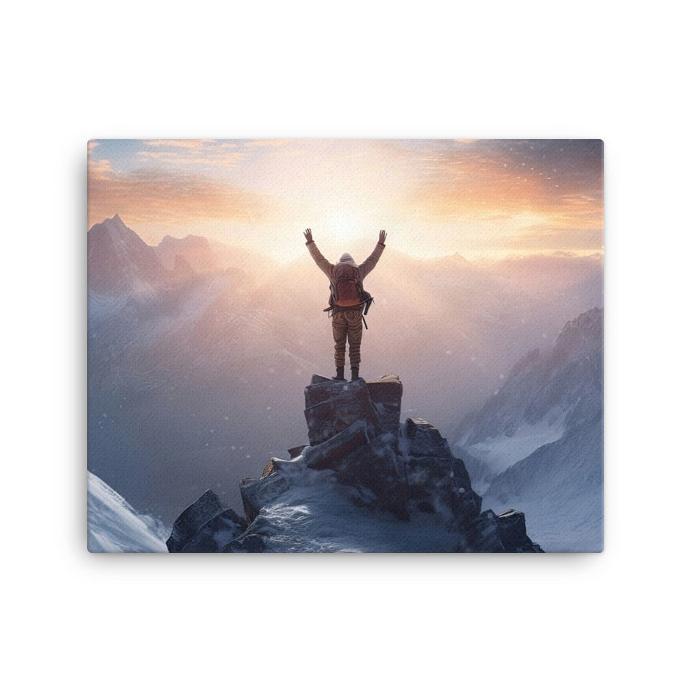 Mann auf der Spitze eines Berges - Landschaftsmalerei - Leinwand berge xxx 40.6 x 50.8 cm