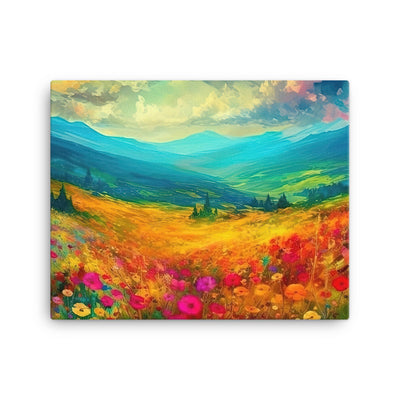 Berglandschaft und schöne farbige Blumen - Malerei - Leinwand berge xxx 40.6 x 50.8 cm