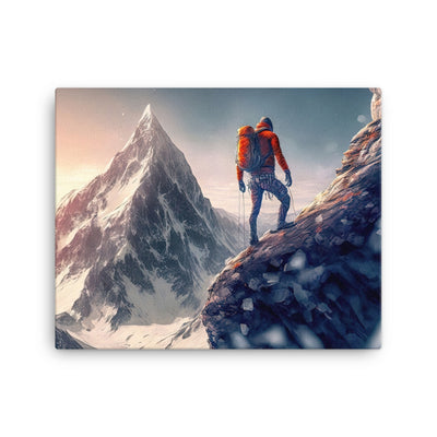 Bergsteiger auf Berg - Epische Malerei - Leinwand klettern xxx 40.6 x 50.8 cm