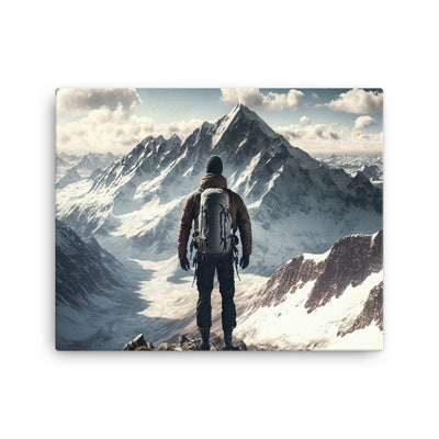 Wanderer auf Berg von hinten - Malerei - Leinwand berge xxx 40.6 x 50.8 cm