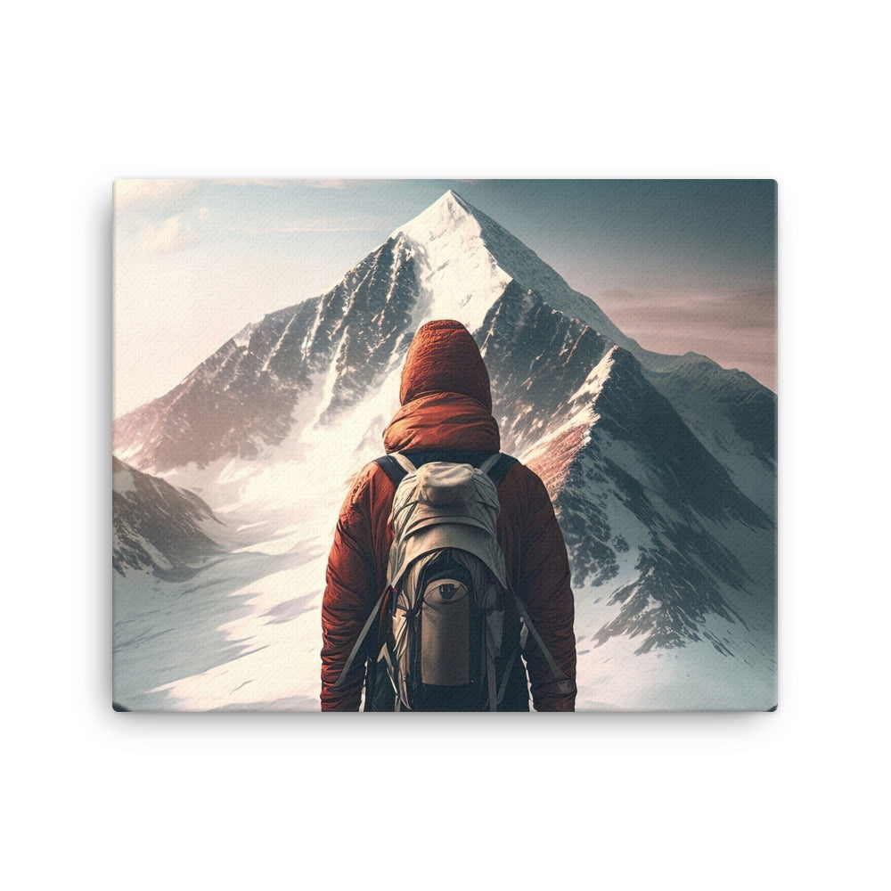 Wanderer von hinten vor einem Berg - Malerei - Leinwand berge xxx 40.6 x 50.8 cm