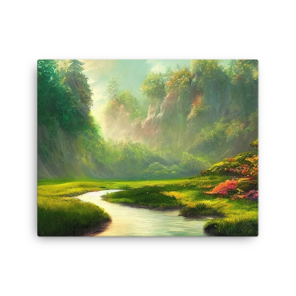 Bach im tropischen Wald - Landschaftsmalerei - Leinwand camping xxx 40.6 x 50.8 cm