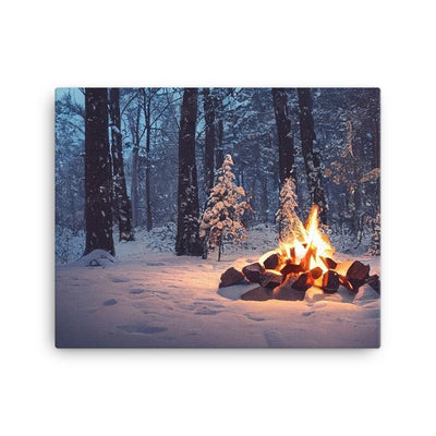Lagerfeuer im Winter - Camping Foto - Leinwand camping xxx 40.6 x 50.8 cm