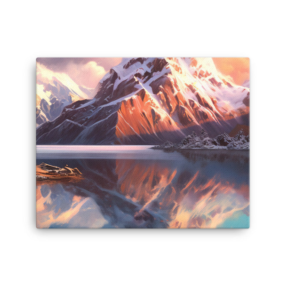 Berg und Bergsee - Landschaftsmalerei - Leinwand berge xxx 40.6 x 50.8 cm