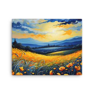 Berglandschaft mit schönen gelben Blumen - Landschaftsmalerei - Leinwand berge xxx 40.6 x 50.8 cm