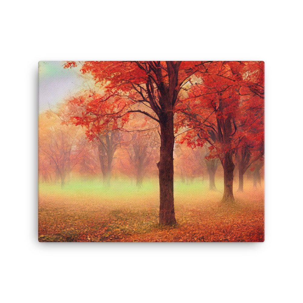 Wald im Herbst - Rote Herbstblätter - Leinwand camping xxx 40.6 x 50.8 cm