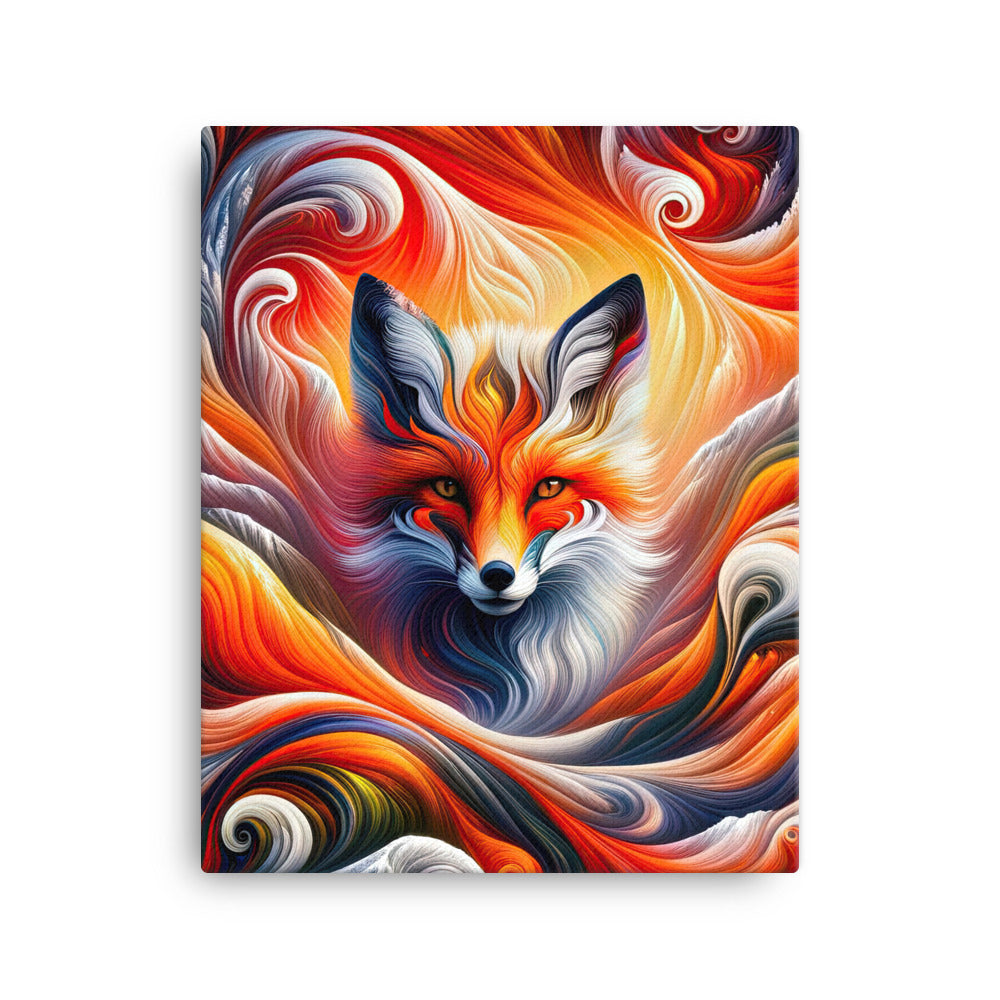 Abstraktes Kunstwerk, das den Geist der Alpen verkörpert. Leuchtender Fuchs in den Farben Orange, Rot, Weiß - Leinwand camping xxx yyy zzz 40.6 x 50.8 cm