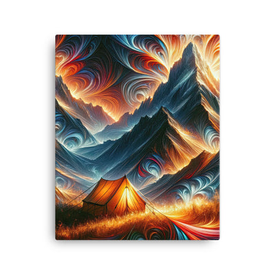 Abstrakte Kunst der Alpen, wo die Berge mit dynamischen Farben und Mustern pulsieren und eine Szene Energie schaffen - Leinwand camping xxx yyy zzz 40.6 x 50.8 cm