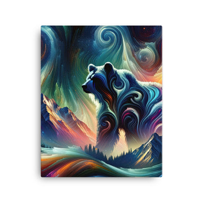 Abstrakte Kunst, die majestätischen Alpen mit Farben und komplizierten Mustern darstellt. Markante Bären Silhouette - Leinwand camping xxx yyy zzz 40.6 x 50.8 cm