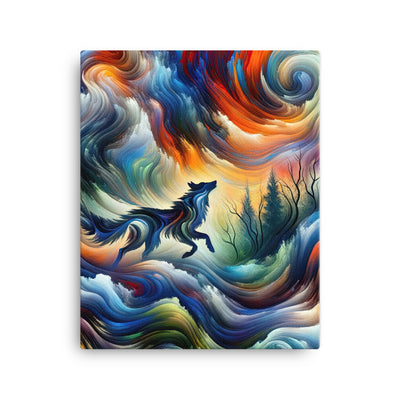 Alpen Abstraktgemälde mit Wolf Silhouette in lebhaften Farben (AN) - Leinwand xxx yyy zzz 40.6 x 50.8 cm