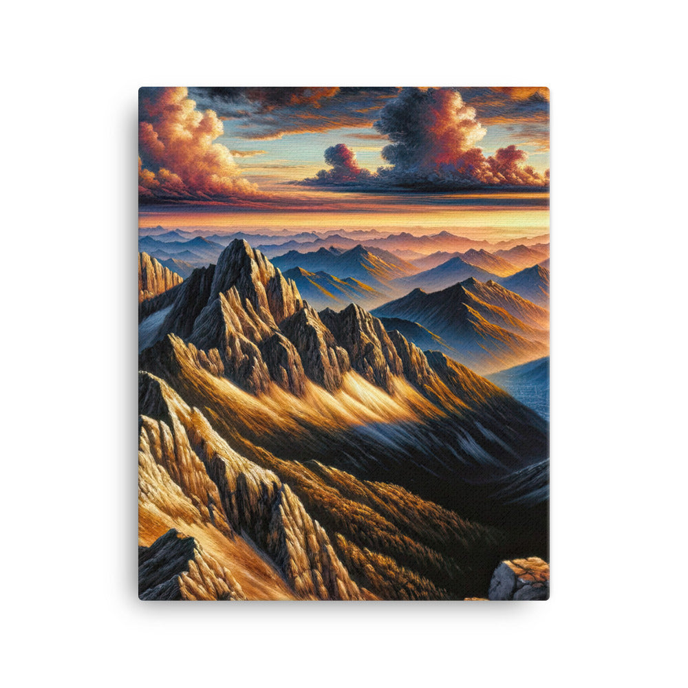 Alpen in Abenddämmerung: Acrylgemälde mit beleuchteten Berggipfeln - Leinwand berge xxx yyy zzz 40.6 x 50.8 cm