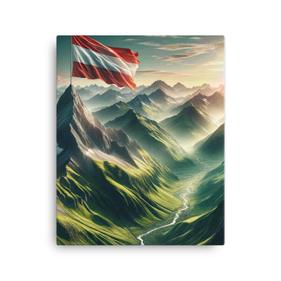 Alpen Gebirge: Fotorealistische Bergfläche mit Österreichischer Flagge - Leinwand berge xxx yyy zzz 40.6 x 50.8 cm