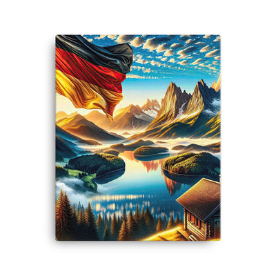 Alpen Gebirge im Morgenlicht: Kunstwerk mit Deutsche Flagge - Leinwand berge xxx yyy zzz 40.6 x 50.8 cm