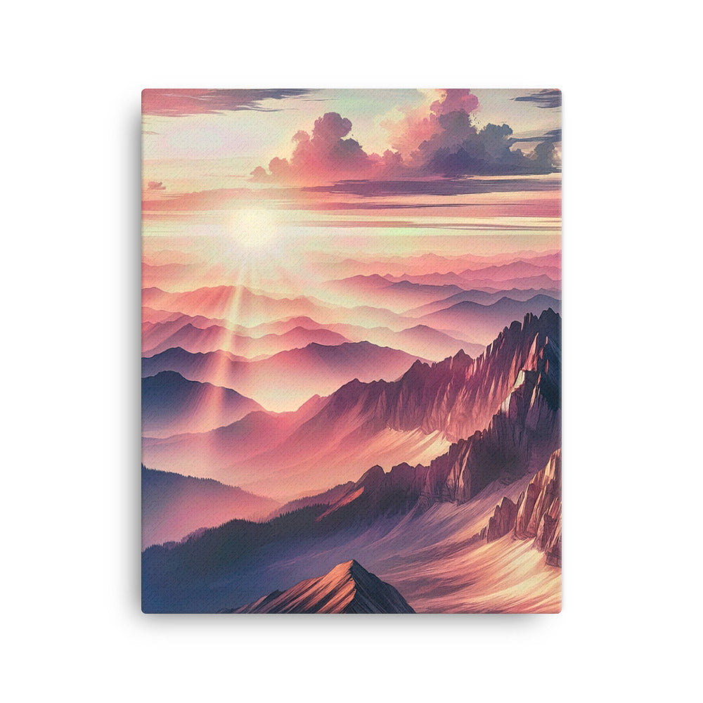 Schöne Berge bei Sonnenaufgang: Malerei in Pastelltönen - Leinwand berge xxx yyy zzz 40.6 x 50.8 cm
