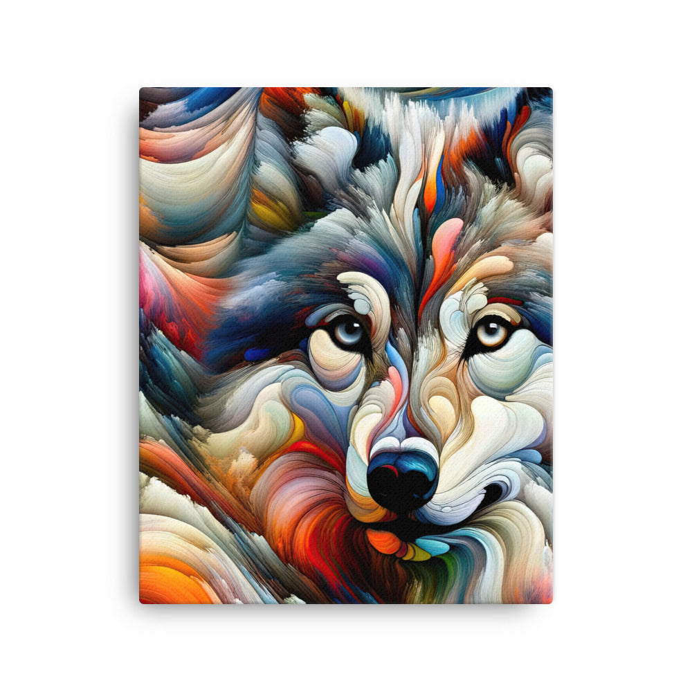 Abstrakte Kunst der Alpen mit einem Wolf. Chaotischer Tanz aus Farben und Formen. Surreale Landschaft (AN) - Leinwand xxx yyy zzz 40.6 x 50.8 cm