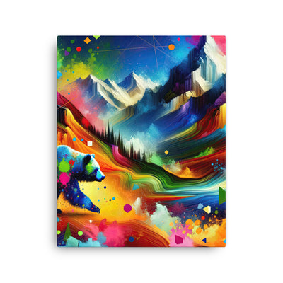 Neonfarbener Alpen Bär in abstrakten geometrischen Formen - Leinwand camping xxx yyy zzz 40.6 x 50.8 cm