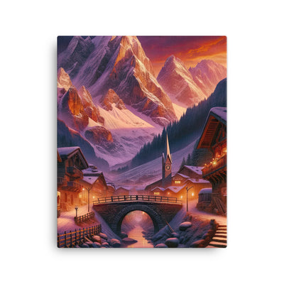 Magische Alpenstunde: Digitale Kunst mit warmem Himmelsschein über schneebedeckte Berge - Leinwand berge xxx yyy zzz 40.6 x 50.8 cm