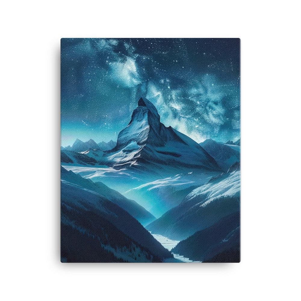 Winterabend in den Bergen: Digitale Kunst mit Sternenhimmel - Leinwand berge xxx yyy zzz 40.6 x 50.8 cm