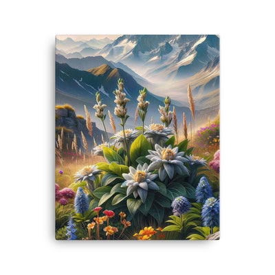 Alpine Flora: Digitales Kunstwerk mit lebendigen Blumen - Leinwand berge xxx yyy zzz 40.6 x 50.8 cm