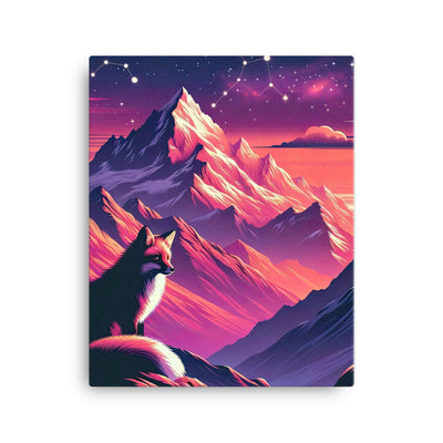 Fuchs im dramatischen Sonnenuntergang: Digitale Bergillustration in Abendfarben - Leinwand camping xxx yyy zzz 40.6 x 50.8 cm