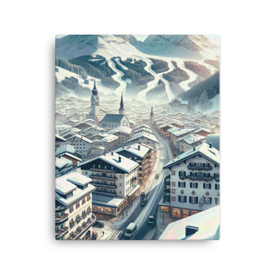 Winter in Kitzbühel: Digitale Malerei von schneebedeckten Dächern - Leinwand berge xxx yyy zzz 40.6 x 50.8 cm
