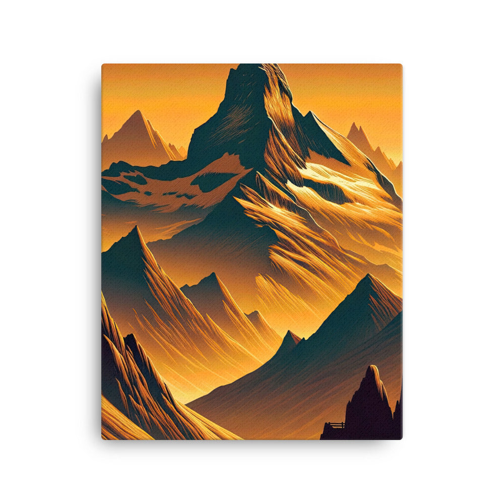 Fuchs in Alpen-Sonnenuntergang, goldene Berge und tiefe Täler - Leinwand camping xxx yyy zzz 40.6 x 50.8 cm