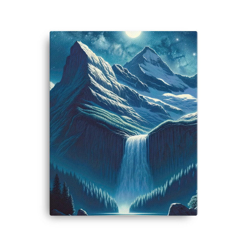 Legendäre Alpennacht, Mondlicht-Berge unter Sternenhimmel - Leinwand berge xxx yyy zzz 40.6 x 50.8 cm