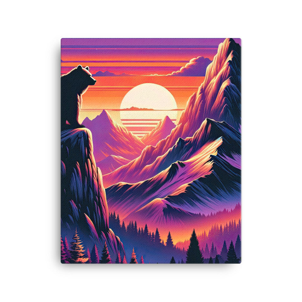 Alpen-Sonnenuntergang mit Bär auf Hügel, warmes Himmelsfarbenspiel - Leinwand camping xxx yyy zzz 40.6 x 50.8 cm