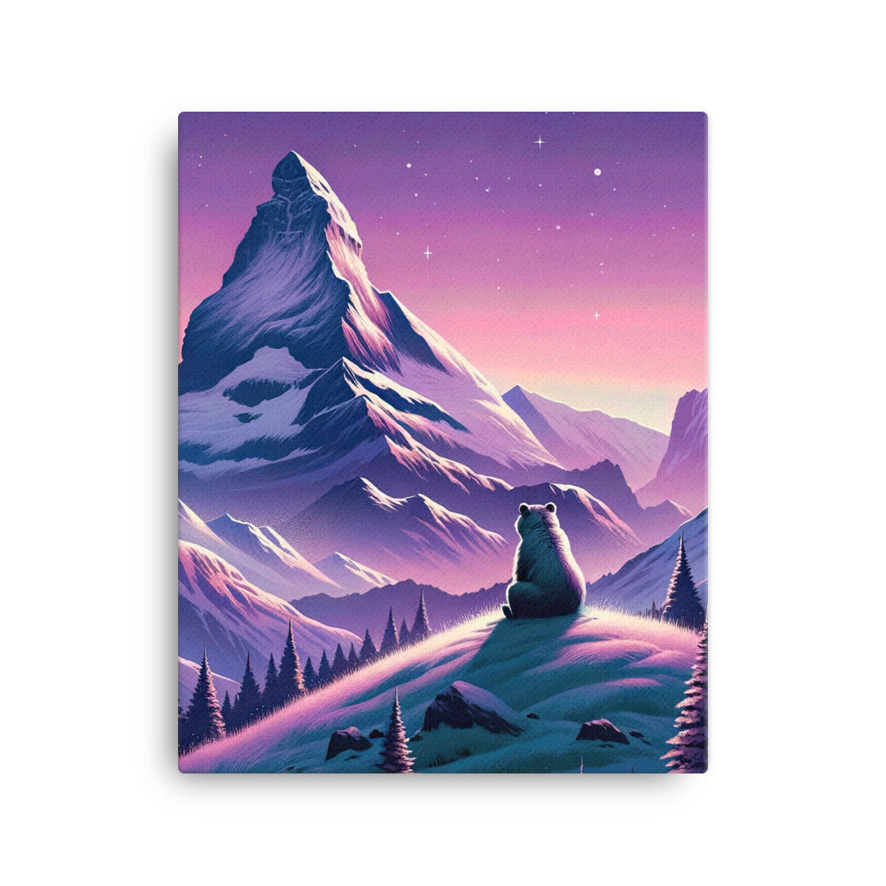 Bezaubernder Alpenabend mit Bär, lavendel-rosafarbener Himmel (AN) - Leinwand xxx yyy zzz 40.6 x 50.8 cm