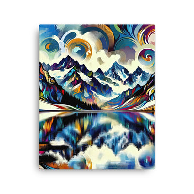 Alpensee im Zentrum eines abstrakt-expressionistischen Alpen-Kunstwerks - Leinwand berge xxx yyy zzz 40.6 x 50.8 cm
