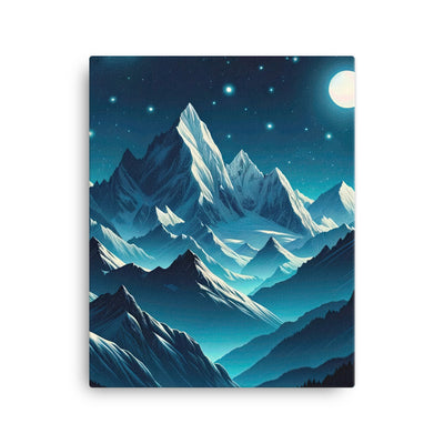 Sternenklare Nacht über den Alpen, Vollmondschein auf Schneegipfeln - Leinwand berge xxx yyy zzz 40.6 x 50.8 cm