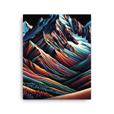 Pointillistische Darstellung der Alpen, Farbpunkte formen die Landschaft - Leinwand berge xxx yyy zzz 40.6 x 50.8 cm