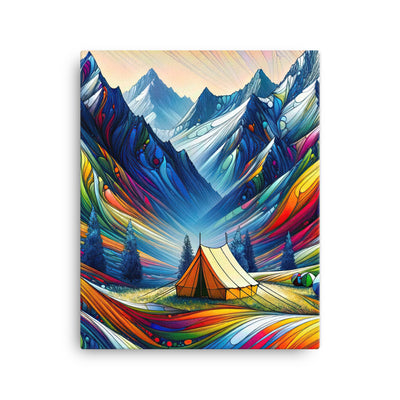 Surreale Alpen in abstrakten Farben, dynamische Formen der Landschaft - Leinwand camping xxx yyy zzz 40.6 x 50.8 cm