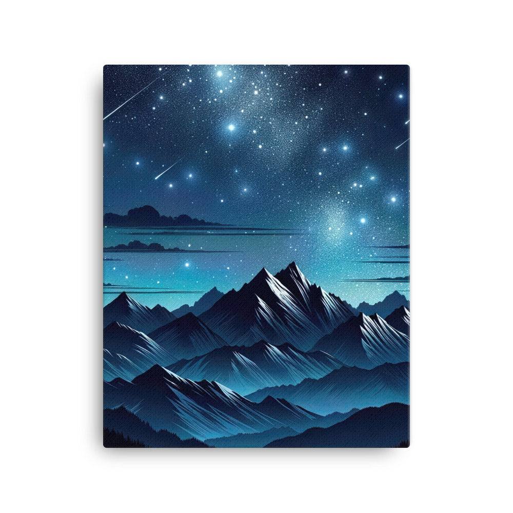 Alpen unter Sternenhimmel mit glitzernden Sternen und Meteoren - Leinwand berge xxx yyy zzz 40.6 x 50.8 cm